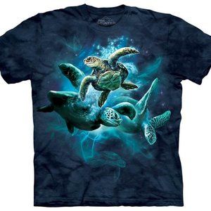Sea Turtle Collage Blue Ocean Water T-Shirt Mountain Aquarium Animal S-3X